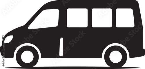 black modern minivan illustration isolated on white background for transportation design