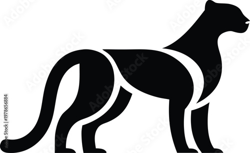 Cheetah standing profile view animal silhouette vector illustration