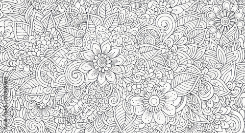 Black and white floral pattern design.