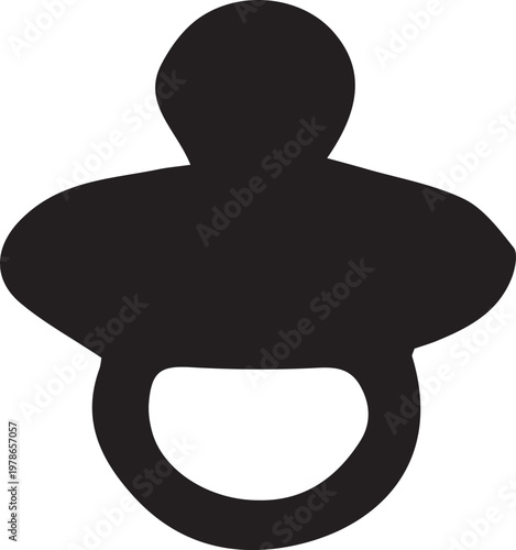 Black Silhouette Icon of a Baby Pacifier on a White Background infant nipple