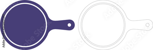 Round serving board with handle outline and solid purple