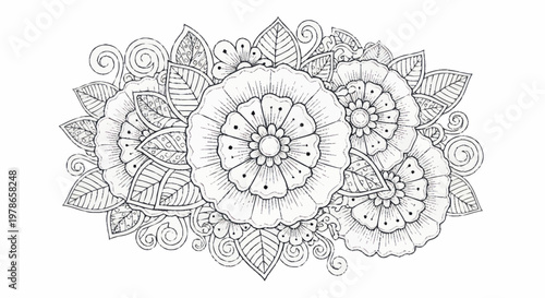 Intricate black and white mandala design.