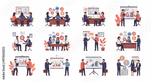 Business people working in office space.