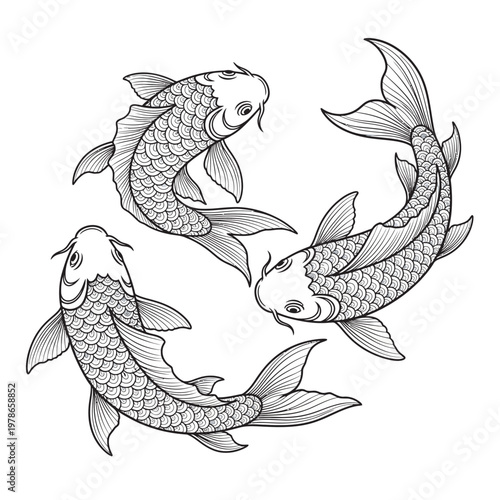 Set of fish swimming underwater illustration cartoon vector design