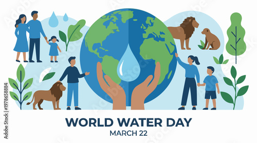 Global water conservation concept for World Water Day, March 22