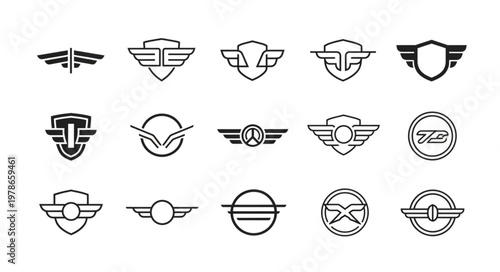Collection of Vintage Aviation Inspired Emblem Logos.