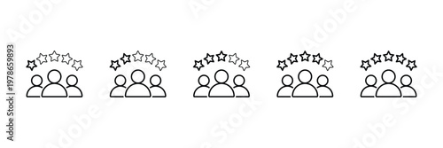 Customer satisfaction rating icon. Customer experience icon. Customer reviews sign, rating icon set. Five star rating icon representing customer feedback and quality service