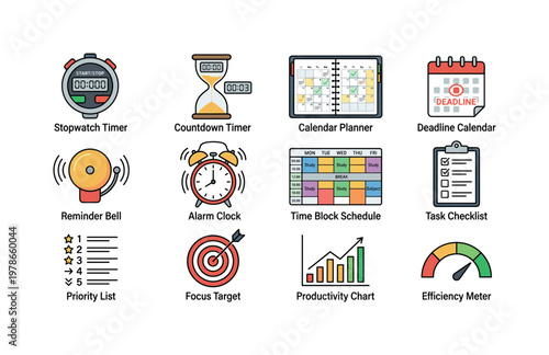 Time management for exams with stopwatch timer, countdown timer, calendar planner, deadline calendar, reminder bell, alarm clock,