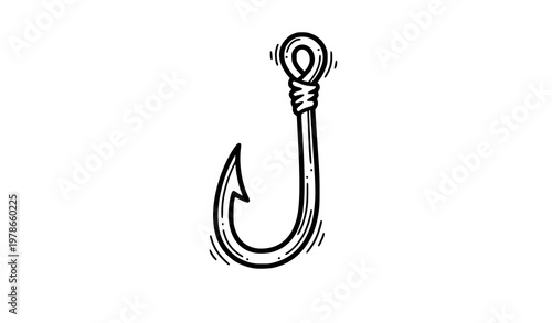 Quirky fishhook doodle hand drawn fishing hook vector