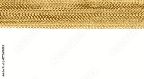 Golden burlap fabric border frame, rustic woven jute texture ribbon banner on white background. Seamless textile trim header for packaging, labels, invitations, craft branding vector