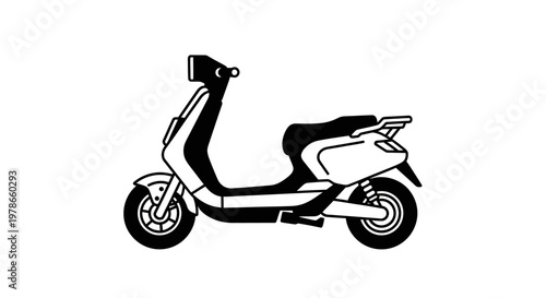 Black and white illustration of a scooter.