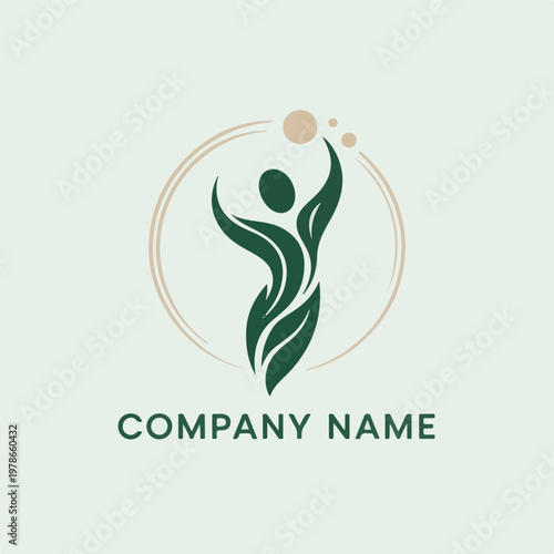 Abstract environmental symbol featuring a person whose arms become branches with green leaves.