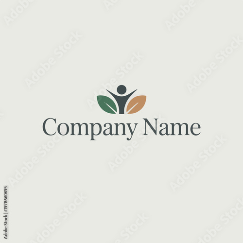 Abstract environmental symbol featuring a person whose arms become branches with green leaves.