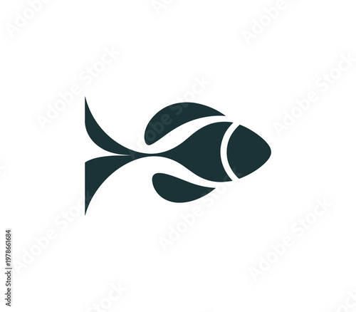 A dark green fish icon with white accents