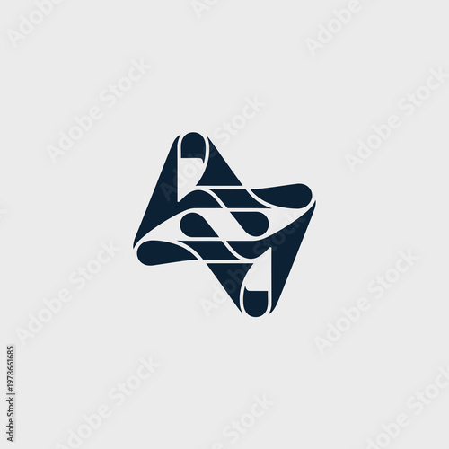 A dark blue and white abstract star logo