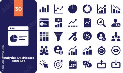 Analytics Dashboard Icon Set | Modern Analytics Dashboard Icons | Business Analytics & Dashboard Icons