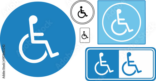 Accessibility sign icon set vector handicapped eps