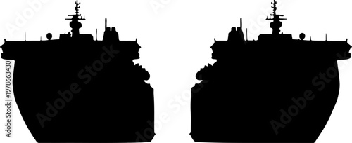 Abstract graphic of robust twin naval ships, conveying the formidable concept of maritime strategic strength