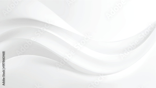 Abstract white wavy background with smooth curves and shadows simple elegant design element