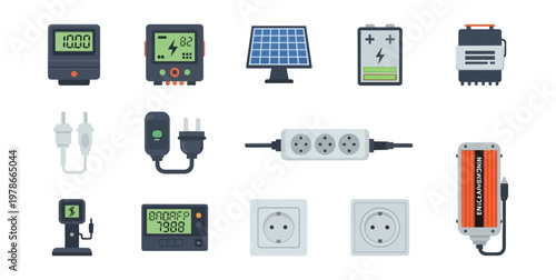 Energy technology vector illustration set on black background