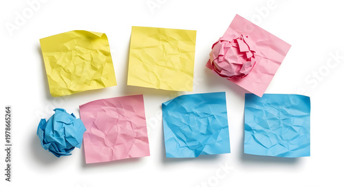 Crumpled Colorful Sticky Notes Flatlay
