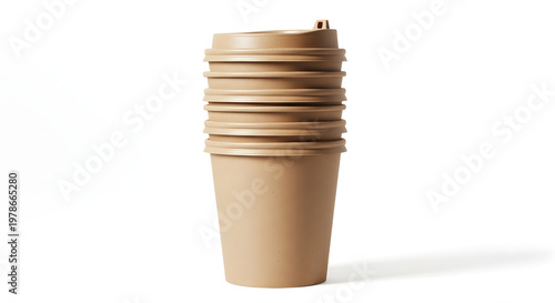 Stacked brown paper coffee cups