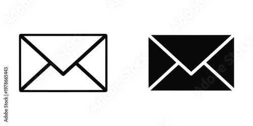 Comparison of traditional and modern envelope icons with contrasting designs.