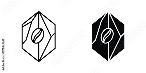 Contrast between light and dark versions of a hexagonal logo with an enclosed symbol