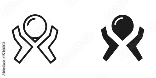 Contrast between a white and black ribbon symbol with circular ends