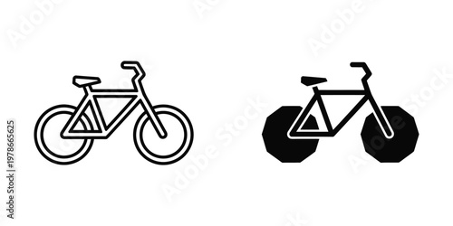 Comparison of traditional and fat-tire bicycles in a minimalist line drawing style