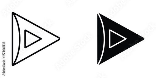 Contrasting triangular arrow designs with inner geometric shapes in black and white versions
