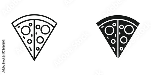 Comparison of a classic cheese pizza slice and a black-themed pizza slice design