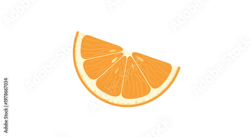 Realistic illustration of a fresh orange slice with juicy pulp and seeds is a bright and vitamin-rich graphic element for food menus.