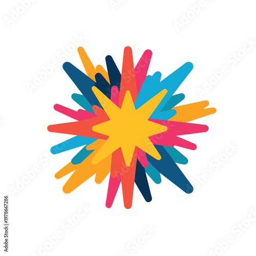 Colorful Starburst Explosion Design Isolated