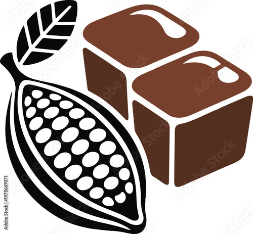 Silhouette of fudges combined with cocoa bean