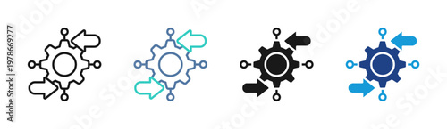 Process Flow icon set multiple style collection