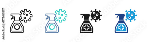 Chemical Cleaning icon set multiple style collection