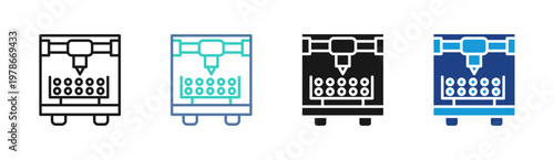 Cnc Table icon set multiple style collection