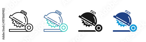 Cutting Machine icon set multiple style collection