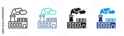 Factory Smoke icon set multiple style collection