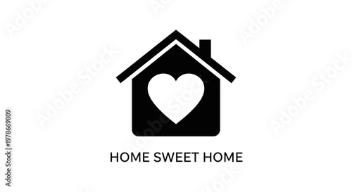 A heartwarming illustration of a house with a heart symbol inside, labeled HOME SWEET HOME, conveying love and warmth in a simple graphic design.