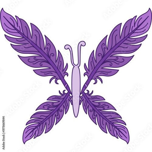 Purple Feather Butterfly Illustration