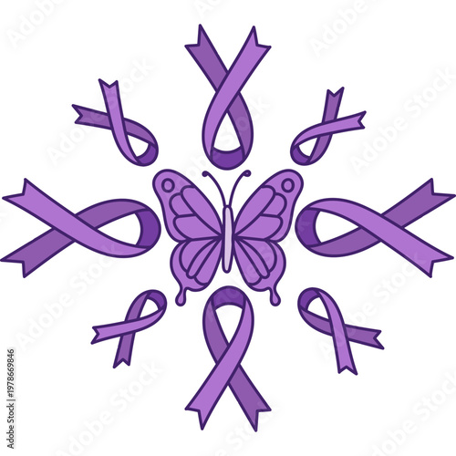 Purple Butterfly Awareness Ribbon