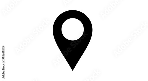A graphic illustration of a map pin pointing to a location on a digital interface screen with a minimalist design.