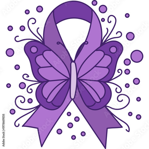 Purple Awareness Ribbon Butterfly