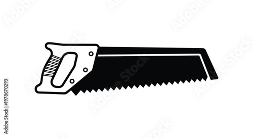 A stark black silhouette of a handsaw a classic carpentry tool silhouette