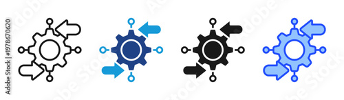Process Flow icon set multiple style collection