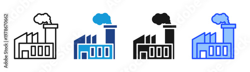 Factory Plant icon set multiple style collection