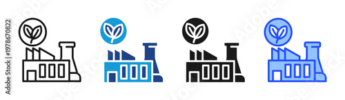 Eco Factory icon set multiple style collection