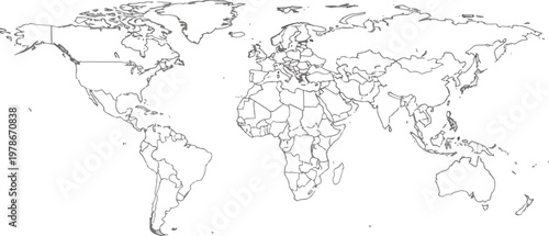 World map with country borders on transparent background for global navigation and geography education purposes worldwide easily